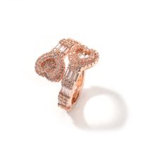 Hip-hop Heart Shape Copper Inlay Zircon Unisex Rings sku image 7