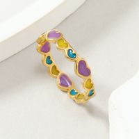 Sweet Heart Shape Stainless Steel Enamel Plating Rings sku image 11