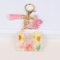 Original Design Letter Butterfly Plastic Epoxy Flowers Bag Pendant Keychain sku image 13