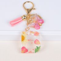 Original Design Letter Butterfly Plastic Epoxy Flowers Bag Pendant Keychain sku image 2
