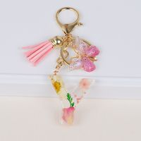 Original Design Letter Butterfly Plastic Epoxy Flowers Bag Pendant Keychain sku image 25