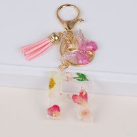 Original Design Letter Butterfly Plastic Epoxy Flowers Bag Pendant Keychain sku image 18