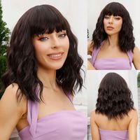 Women's Sweet Brown Pink Casual Holiday Chemical Fiber Bangs Short Curly Hair Wig Net sku image 1