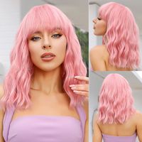 Women's Sweet Brown Pink Casual Holiday Chemical Fiber Bangs Short Curly Hair Wig Net sku image 2
