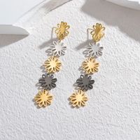 1 Pair Simple Style Flower Plating Hollow Out Stainless Steel Titanium Steel 18K Gold Plated Drop Earrings main image 1