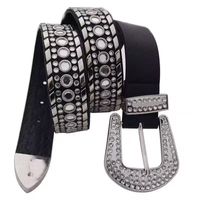 Punk Streetwear Solid Color Pu Leather Alloy Diamond Women's Leather Belts sku image 1