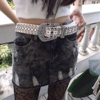 Punk Streetwear Solid Color Pu Leather Alloy Diamond Women's Leather Belts main image 4
