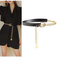 Hip-hop Solid Color Pu Leather Alloy Plating Women's Leather Belts main image 1