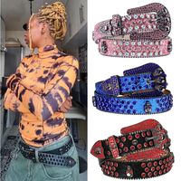 Exaggerated Punk Streetwear Solid Color Pu Leather Alloy Diamond Women's Leather Belts main image 1