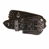 Exaggerated Punk Streetwear Solid Color Pu Leather Alloy Diamond Women's Leather Belts main image 3