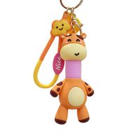 Cute Cat Giraffe Pvc Unisex Bag Pendant Keychain main image 4