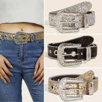 Retro Sweet Solid Color Pu Leather Alloy Diamond Women's Leather Belts main image 6