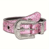 Retro Sweet Solid Color Pu Leather Alloy Diamond Women's Leather Belts sku image 25
