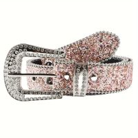 Retro Sweet Solid Color Pu Leather Alloy Diamond Women's Leather Belts sku image 9