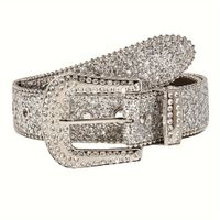Retro Sweet Solid Color Pu Leather Alloy Diamond Women's Leather Belts sku image 21
