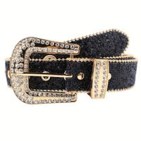 Retro Sweet Solid Color Pu Leather Alloy Diamond Women's Leather Belts sku image 13