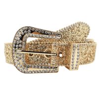 Retro Sweet Solid Color Pu Leather Alloy Diamond Women's Leather Belts sku image 16