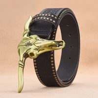 Punk Argyle Imitation Leather Alloy Beaded Women's Leather Belts sku image 2