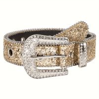 Retro Sweet Solid Color Pu Leather Alloy Diamond Women's Leather Belts sku image 11