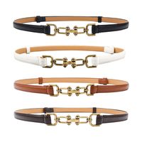 Retro Sweet Solid Color Pu Leather Alloy Plating Women's Leather Belts main image 1