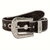 Retro Sweet Solid Color Pu Leather Alloy Diamond Women's Leather Belts sku image 19
