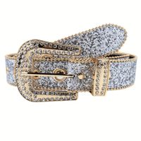 Retro Sweet Solid Color Pu Leather Alloy Diamond Women's Leather Belts sku image 14