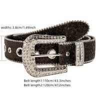 Retro Sweet Solid Color Pu Leather Alloy Diamond Women's Leather Belts main image 2