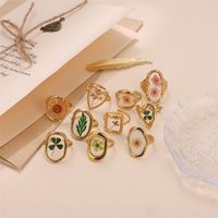 Ig Style Geometric Flower Stainless Steel Epoxy Open Rings main image 9