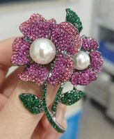 Retro Flower Alloy Plating Inlay Artificial Pearls Artificial Diamond Women's Brooches sku image 43