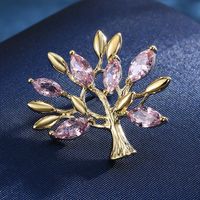 Lady Leaf Fruit Flower Copper Inlay Artificial Diamond Unisex Brooches sku image 10