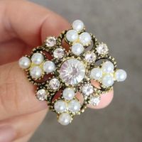 Retro Flower Alloy Plating Inlay Artificial Pearls Artificial Diamond Women's Brooches sku image 1