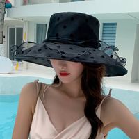 امرأة أسلوب بسيط النمط الكلاسيكي ورد طباعة طنف مسطح قبعة الشمس main image 2