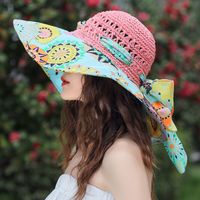 Women's Simple Style Color Block Printing Big Eaves Sun Hat sku image 4