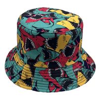 Unisex Hip-hop Sweet Flamingo Shark Flat Eaves Bucket Hat sku image 4