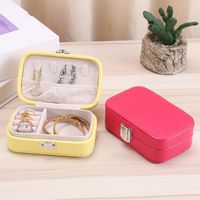 Simple Style Solid Color Pu Leather Coral Fleece Jewelry Boxes main image 5