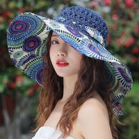 Women's Simple Style Color Block Printing Big Eaves Sun Hat sku image 3