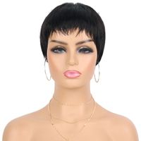 Women's Simple Style Street Real Hair Short Straight Hair Wigs main image 2