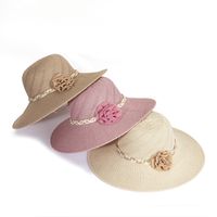 Women's Simple Style Flower Big Eaves Straw Hat main image 3