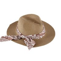 Women's Basic Classic Style Color Block Bowknot Flat Eaves Straw Hat main image 3