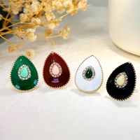 1 Pair Retro Ethnic Style Geometric Inlay Metal Artificial Gemstones Natural Stone Gold Plated Silver Plated Ear Cuffs main image 7