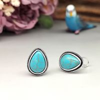 1 Pair Retro Ethnic Style Geometric Inlay Metal Artificial Gemstones Natural Stone Gold Plated Silver Plated Ear Cuffs sku image 6