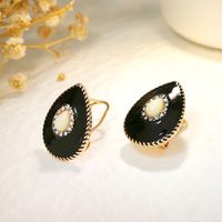 1 Pair Retro Ethnic Style Geometric Inlay Metal Artificial Gemstones Natural Stone Gold Plated Silver Plated Ear Cuffs sku image 9