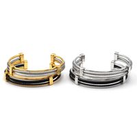 Ig Style Retro Geometric Stainless Steel Titanium Steel Plating 18k Gold Plated Bangle main image 1