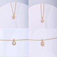 Simple Style Round Oval Stainless Steel Copper Plating Inlay Zircon 18k Gold Plated Pendant Necklace main image 1