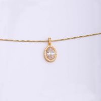 Simple Style Round Oval Stainless Steel Copper Plating Inlay Zircon 18k Gold Plated Pendant Necklace main image 5