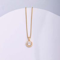 Simple Style Round Oval Stainless Steel Copper Plating Inlay Zircon 18k Gold Plated Pendant Necklace main image 6