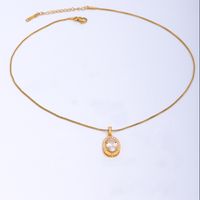 Style Simple Rond Ovale Acier Inoxydable Le Cuivre Placage Incruster Zircon Plaqué Or 18k Pendentif main image 10