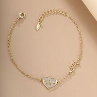 Elegant Xuping Simple Style Electrocardiogram Heart Shape 14k Gold Plated Artificial Diamond Alloy Copper Wholesale Bracelets main image 1