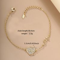 Elegant Xuping Simple Style Electrocardiogram Heart Shape 14k Gold Plated Artificial Diamond Alloy Copper Wholesale Bracelets sku image 1