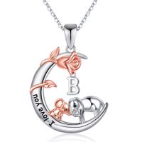 304 Stainless Steel Copper Elegant MAMA Simple Style Letter Heart Shape Rose Pendant Necklace main image 1